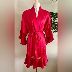 Victoria's Secret Vibrant Red Silky Robe | XS/S